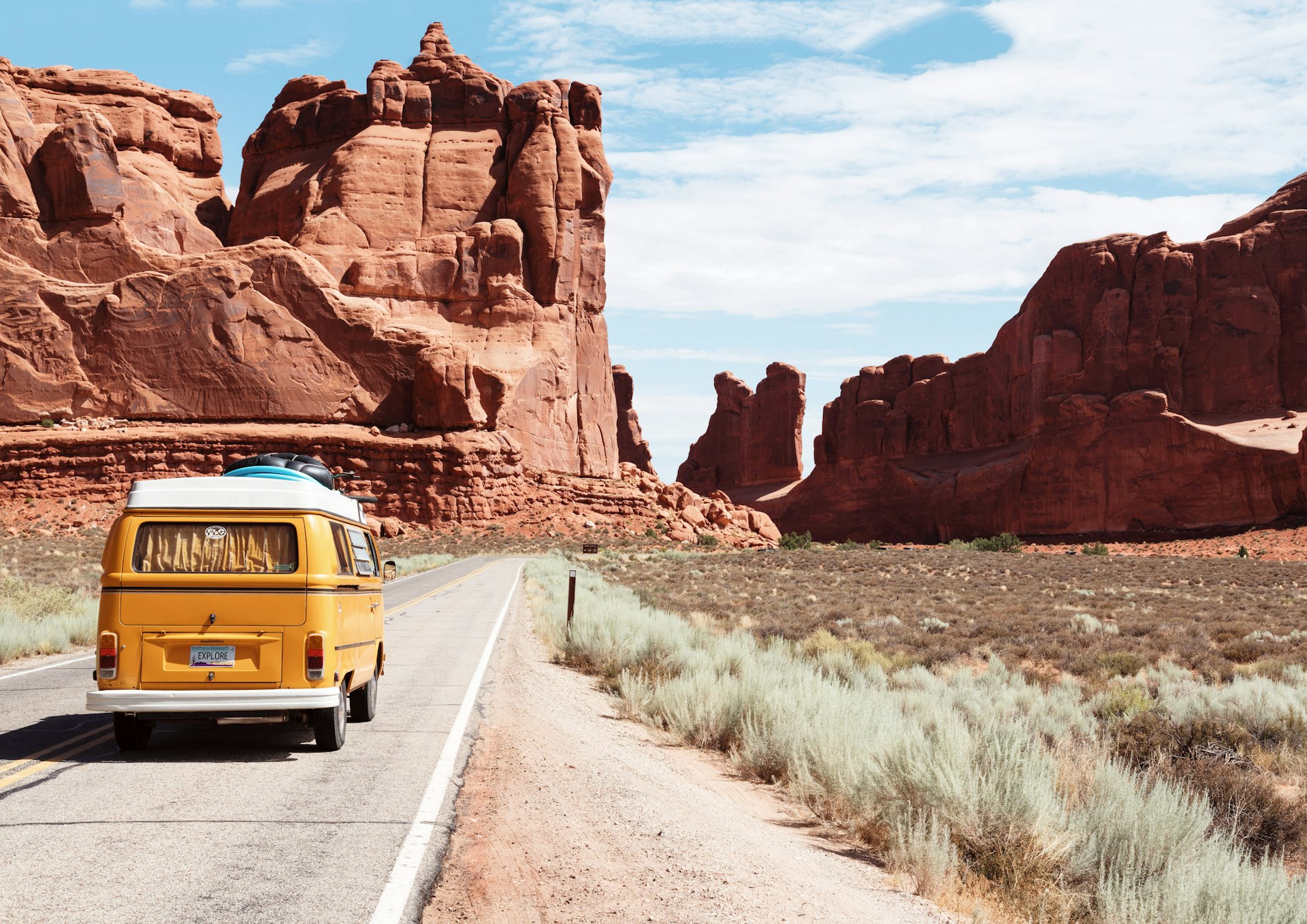 Open road through mountains
